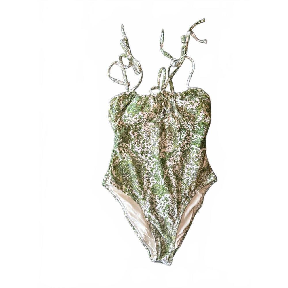 New Berlook Green and White Patterned One-Piece Swimsuit, XS